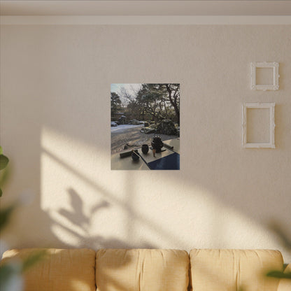 Winter Tea Ceremony Karesansui Canvas Art | Serene Decor
