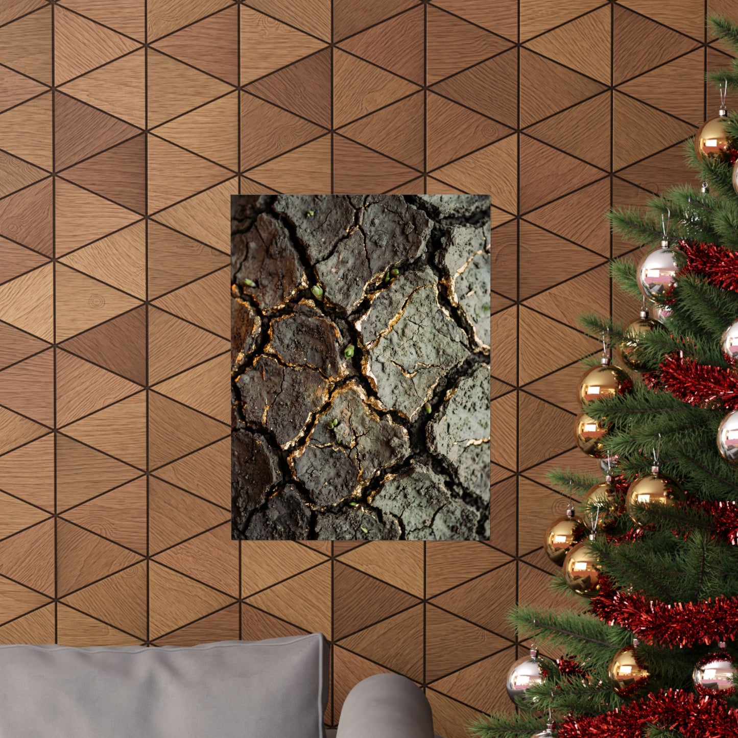 Cracked Earth Japanese Pattern Wall Art Print | Elegant Japandi Art