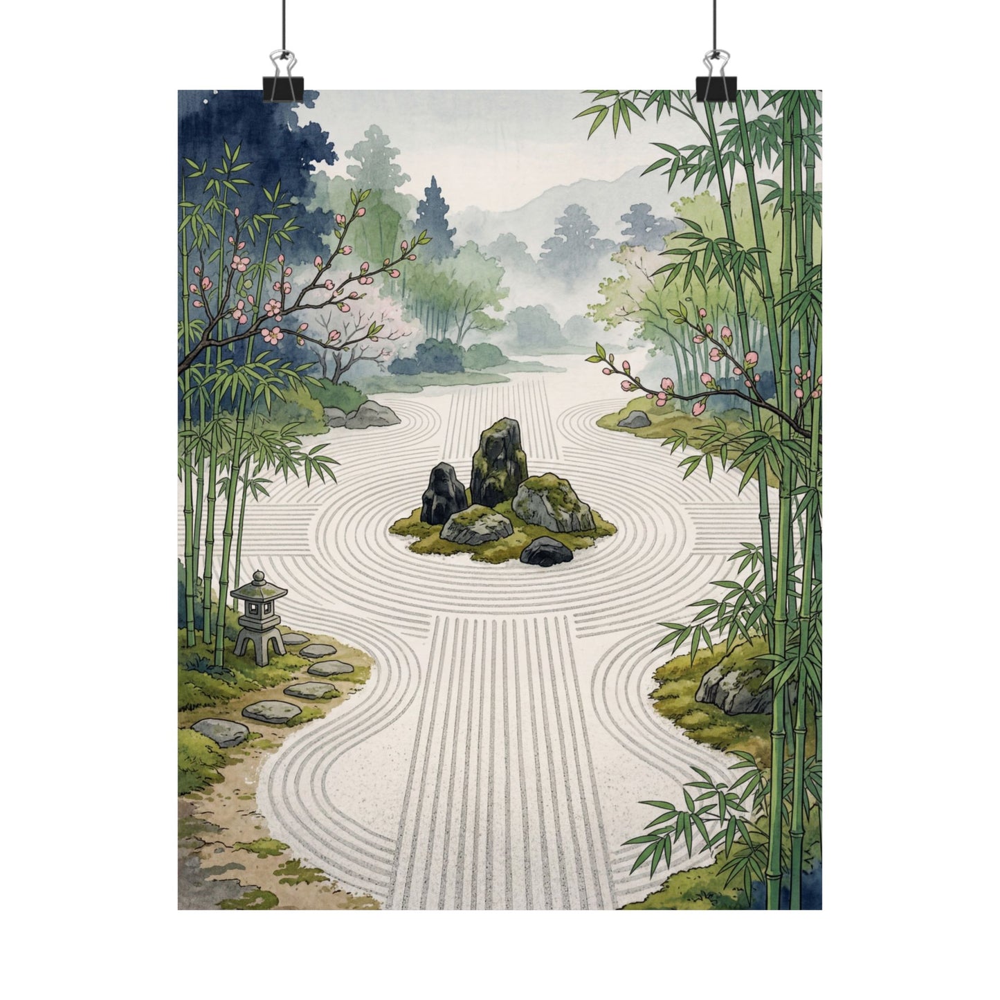 Rock Garden Spring Wall Art Print | Zen Calm Design Art Print