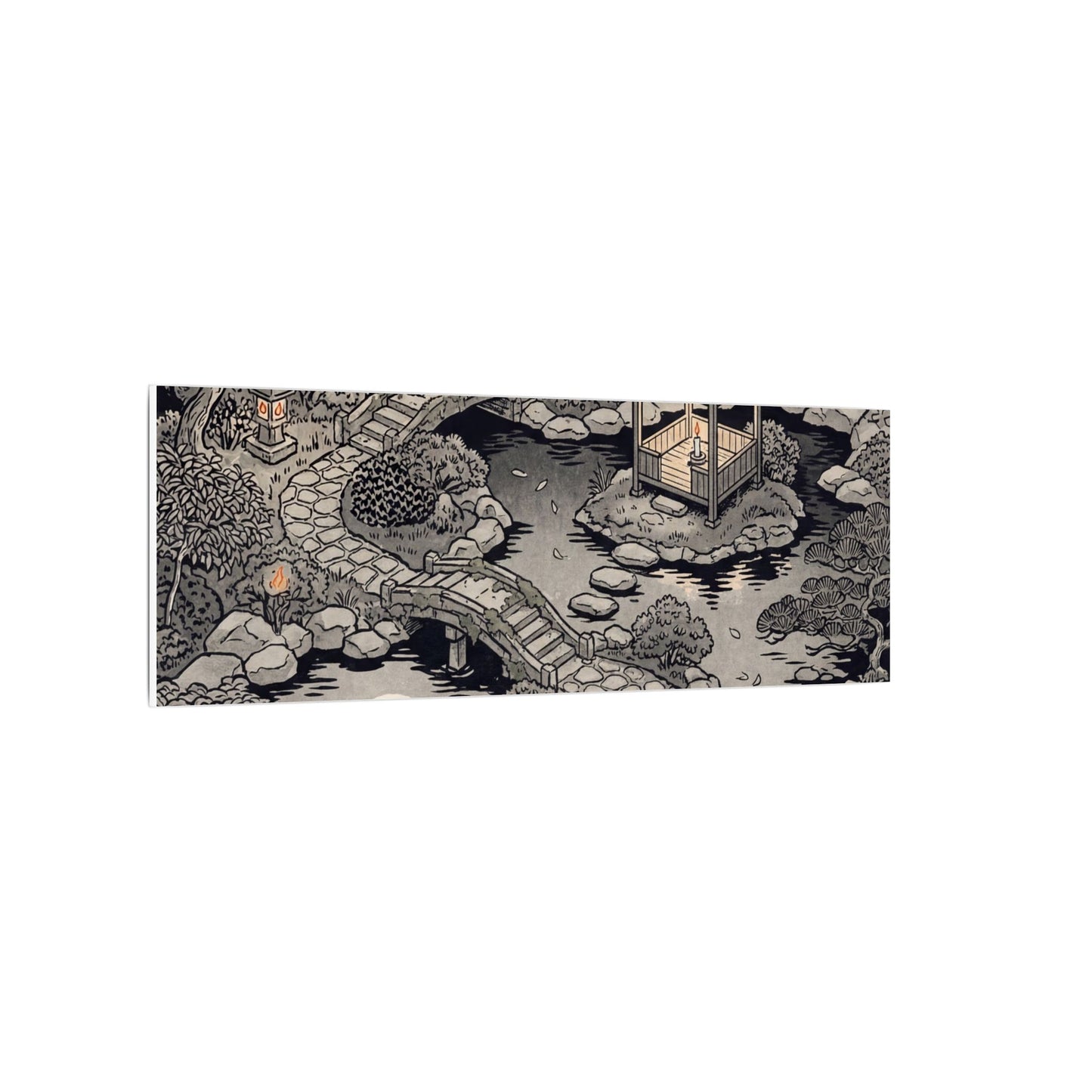 Moonlit Garden Ukiyo E Inspired Canvas Art | Serene Zen Art
