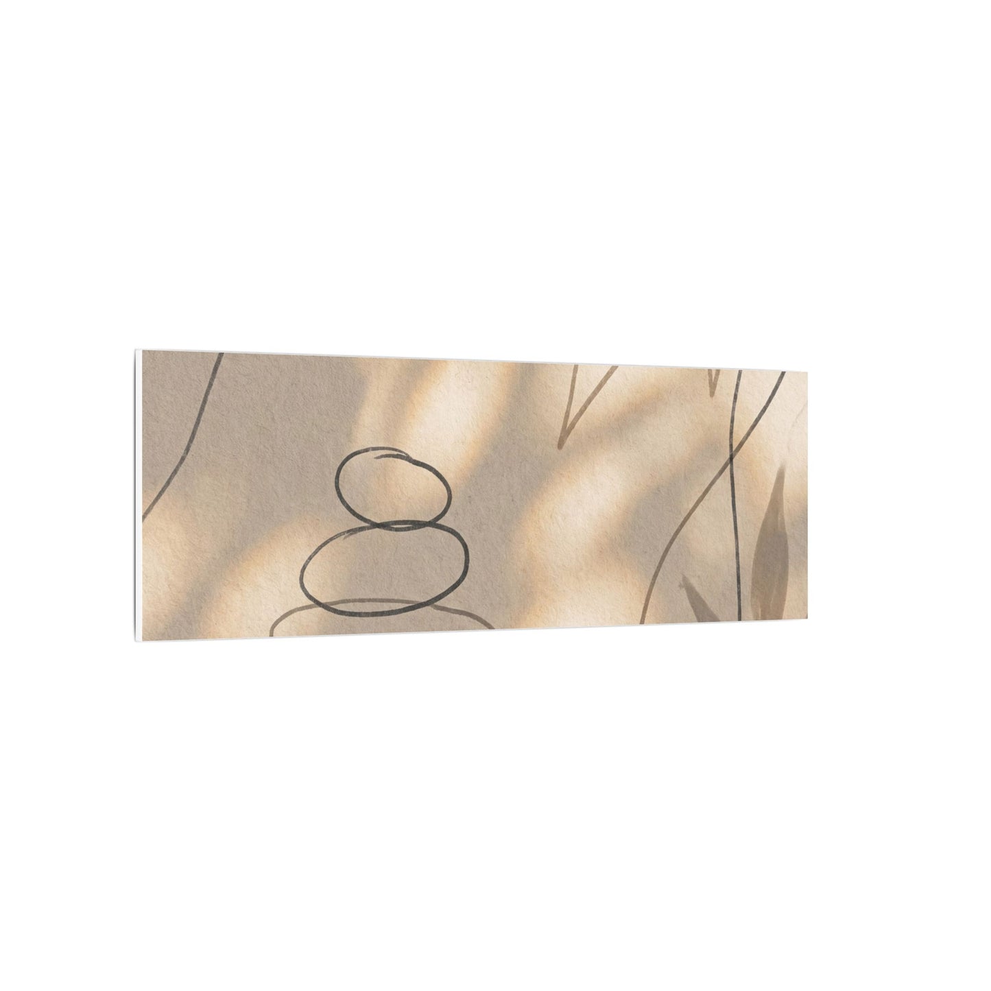 River Stones Minimal Line Canvas Art | Earthy Japandi Art