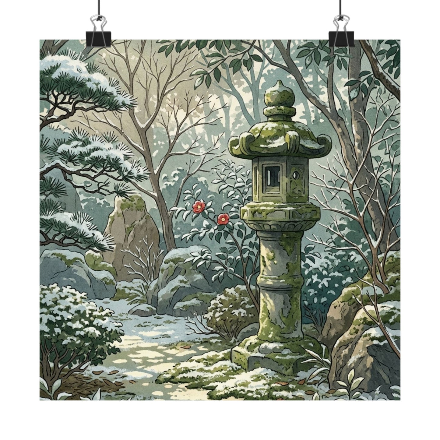 Dappled Stone Lantern Wall Art Print - Japandi Datsuzoku