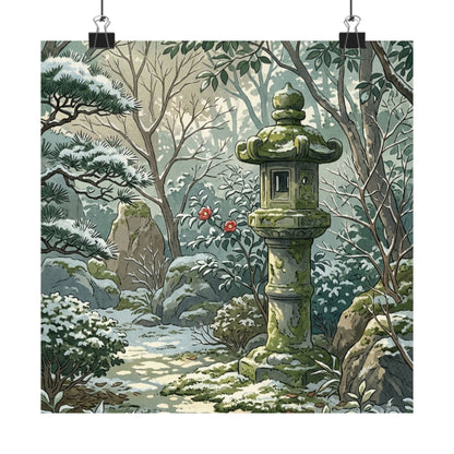 Dappled Stone Lantern Wall Art Print - Japandi Datsuzoku