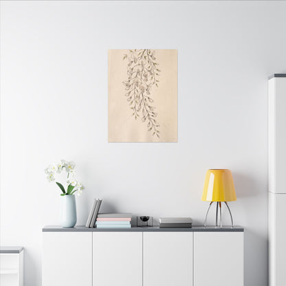 Japandi Wisteria in Golden Hour | Minimal Line Canvas Art