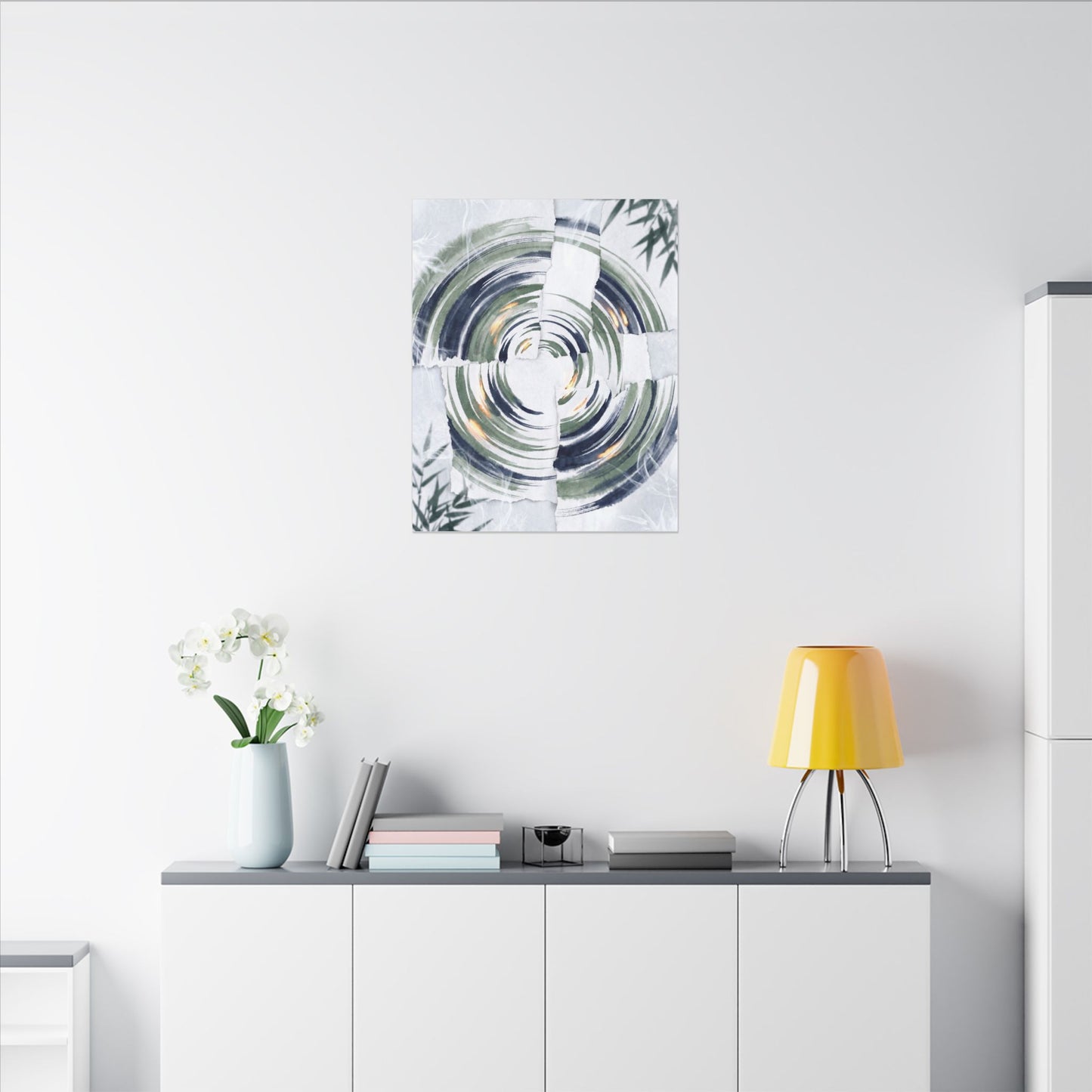 Winter Water Ripple Sumi E Canvas Art | Peaceful Decor