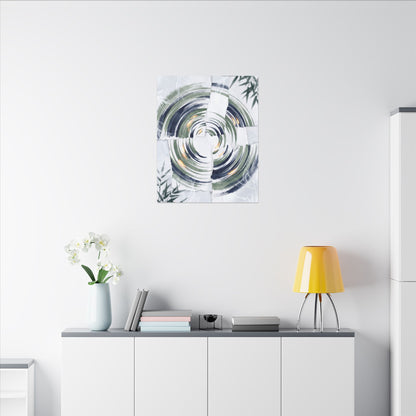 Winter Water Ripple Sumi E Canvas Art | Peaceful Decor
