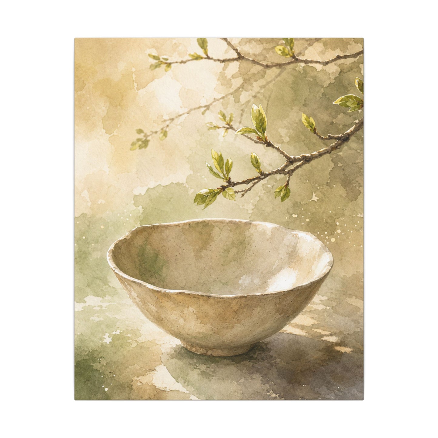 Warm Ceramic Bowl Canvas Art - Watercolor Japandi