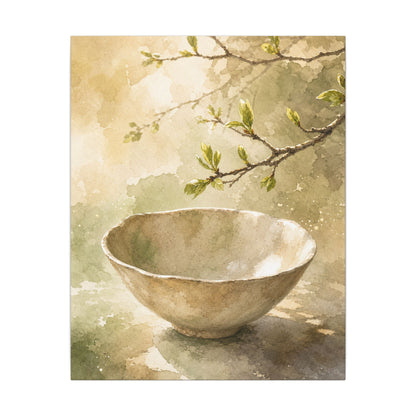 Warm Ceramic Bowl Canvas Art - Watercolor Japandi