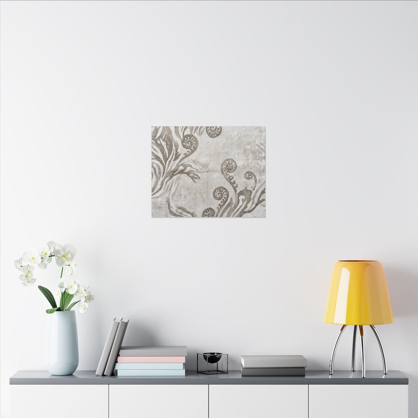 Japandi Fern Unfurling in Overcast | Japanese Pattern Canvas Art