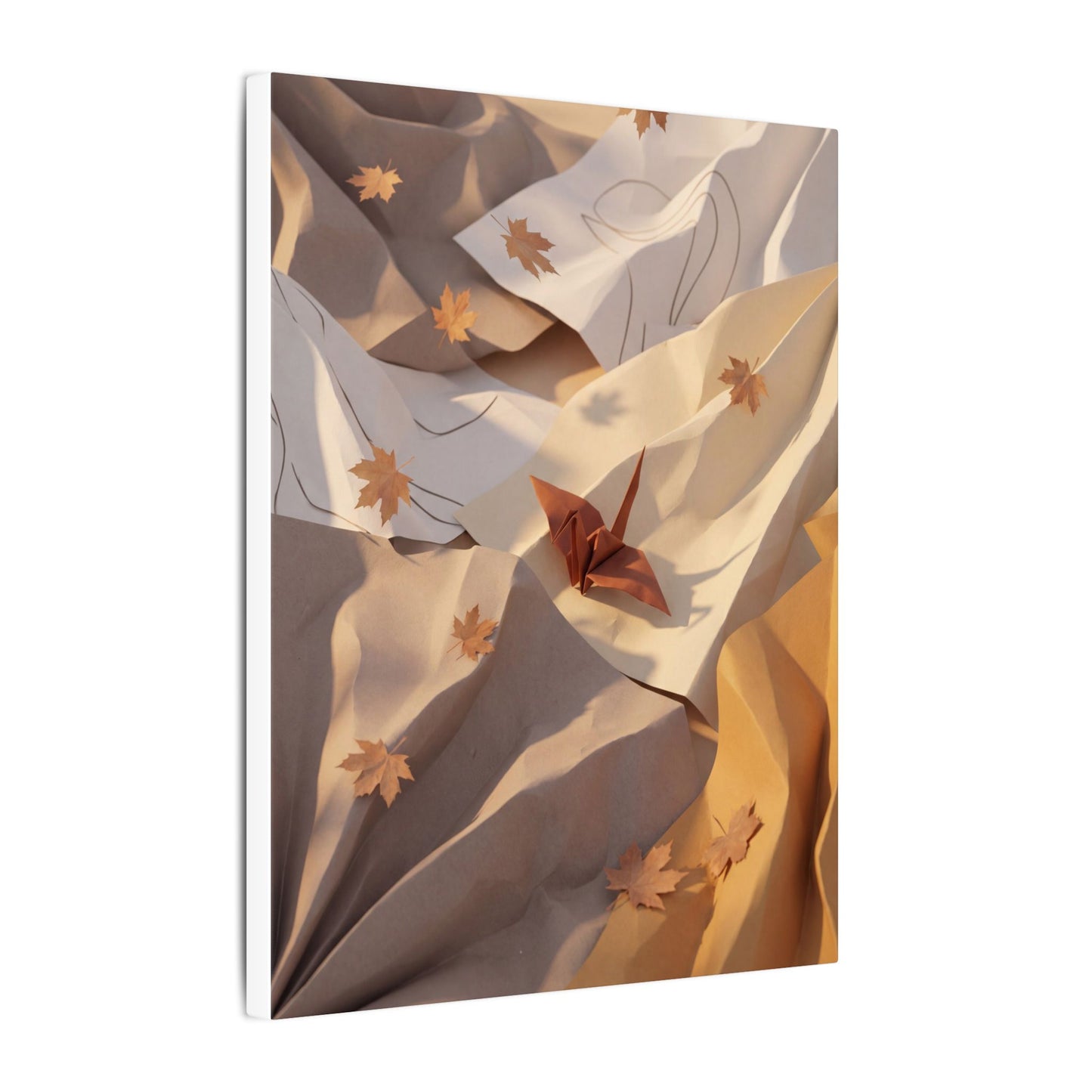 Autumn Paper Fold Minimal Line Canvas Art | Cozy Decor