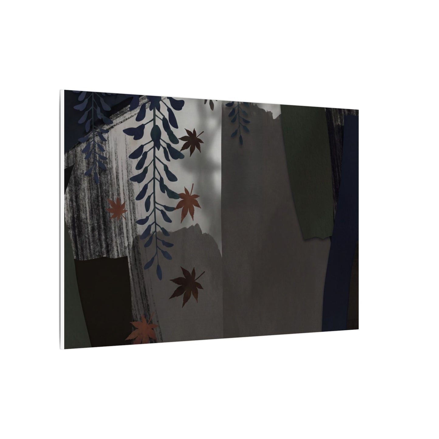 Wisteria Autumn Canvas Art | Dark Japandi Moody Design