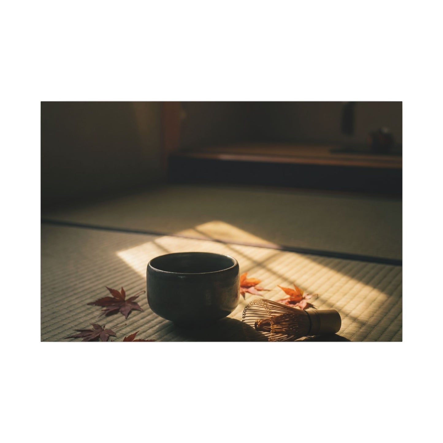 Dark Japandi Tea Ceremony in Golden Hour | Moody Minimal Canvas Art Art Print