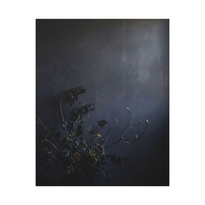 Dried Flowers Spring Canvas Art | Dark Japandi Moody Design