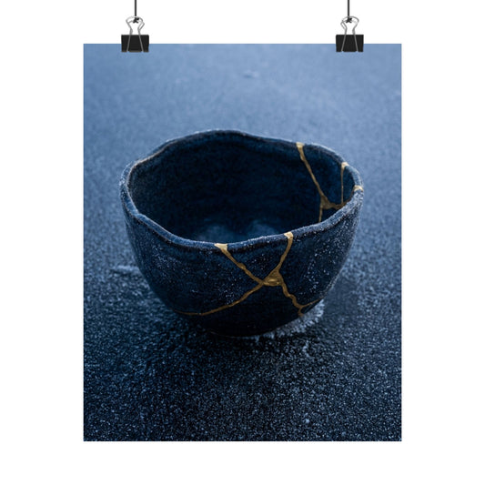 Ceramic Bowl Gold Repair Wall Art Print | Artful Kintsugi Art