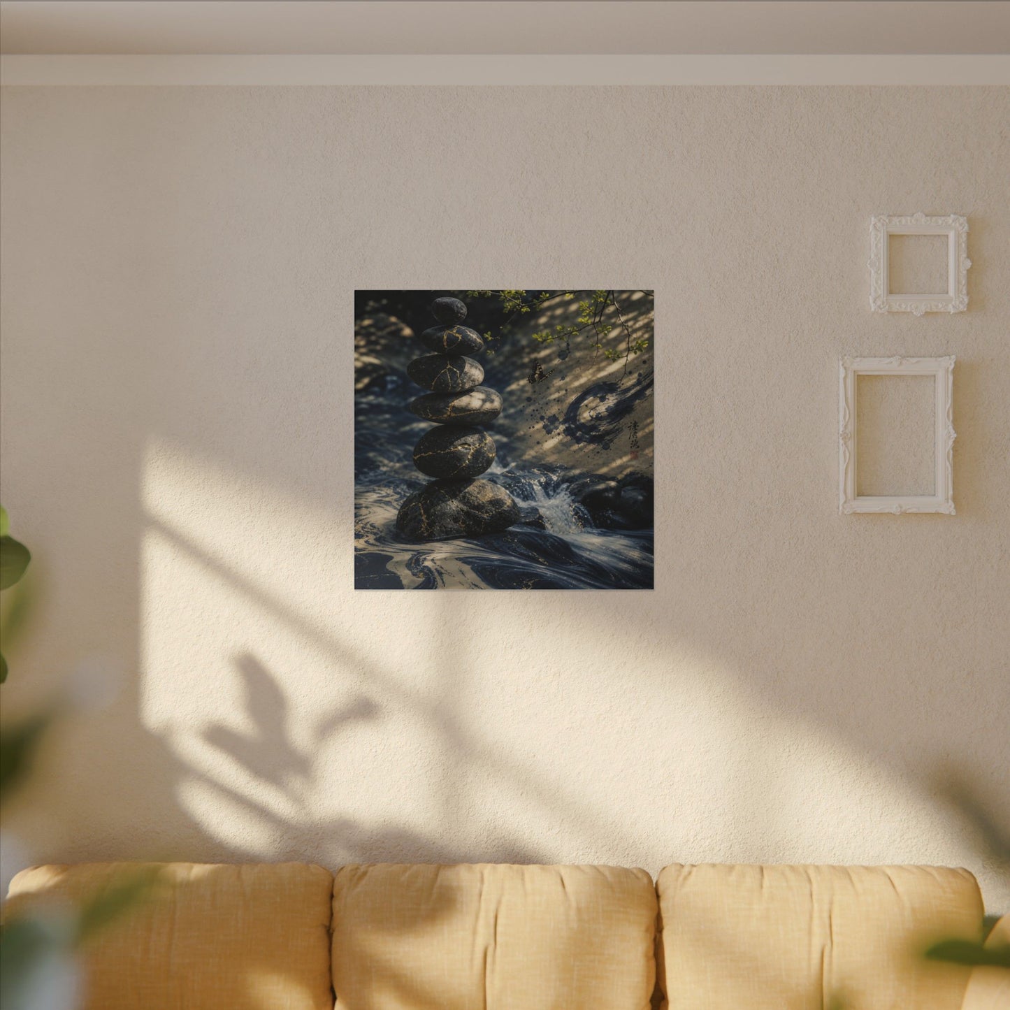 Kintsugi River Stones in Dappled | Broken Beauty Canvas Art
