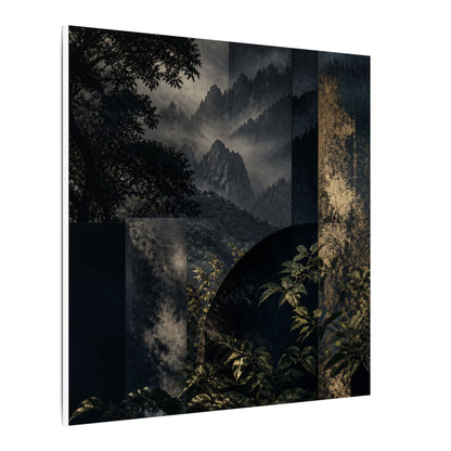 Mountain Mist Summer Canvas Art | Dark Japandi Atmospheric Design