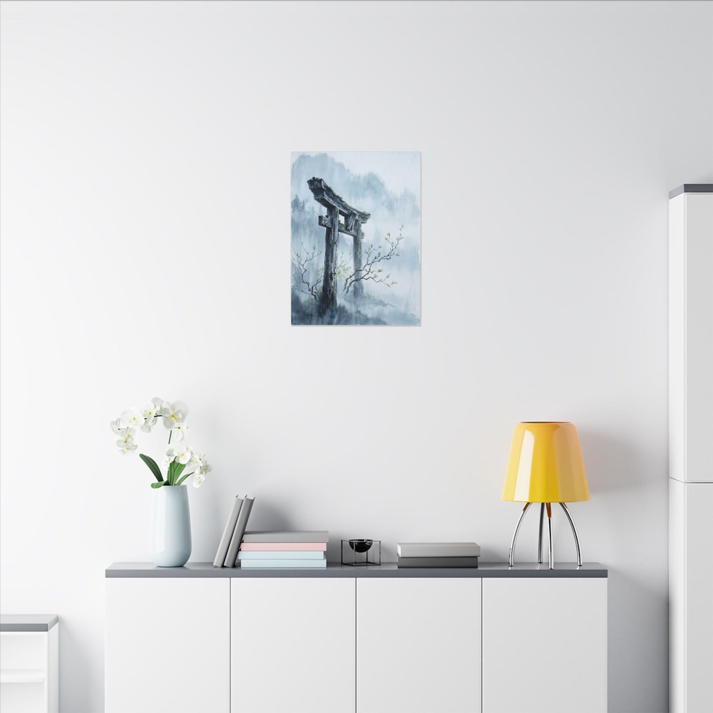 Torii Gate Canvas Art | Spring Zen Sumi E Art