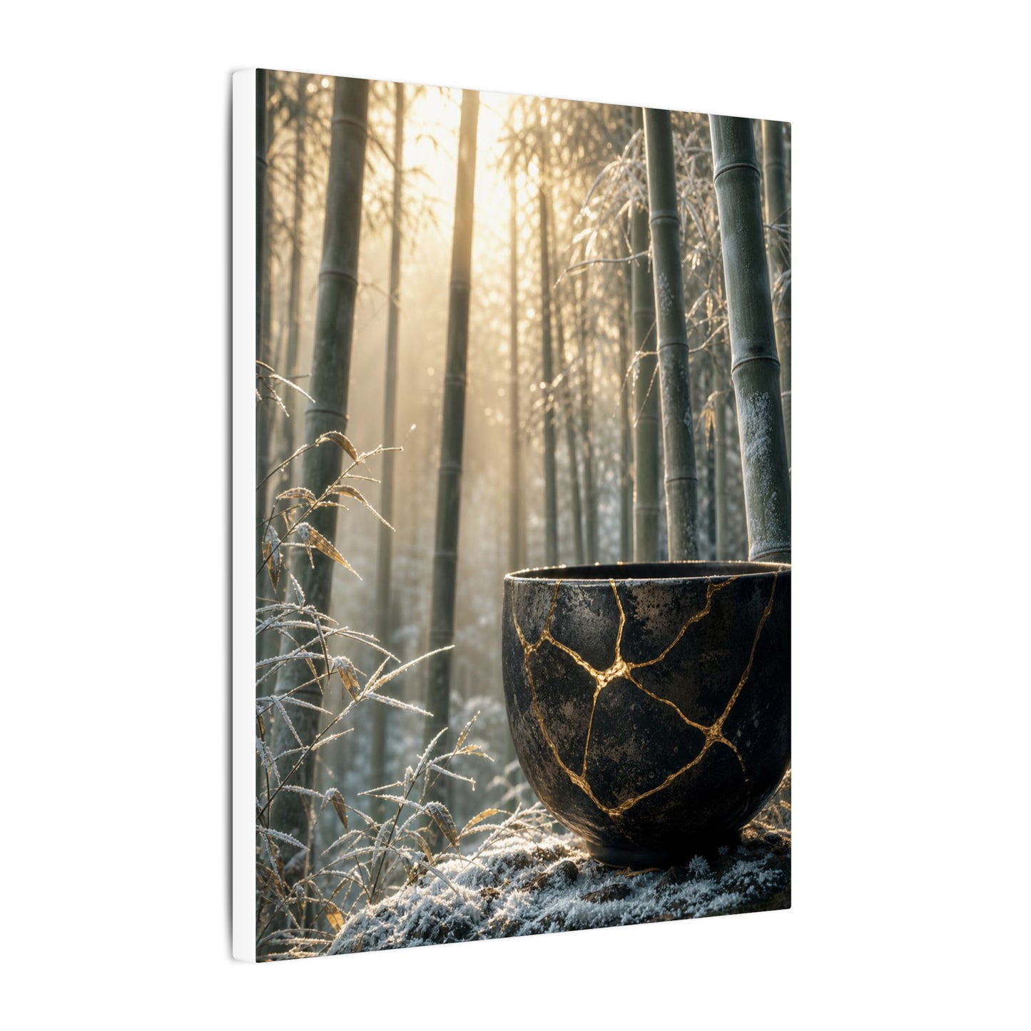 Fukinsei Bamboo Grove Canvas Art - Kintsugi Gold Repair