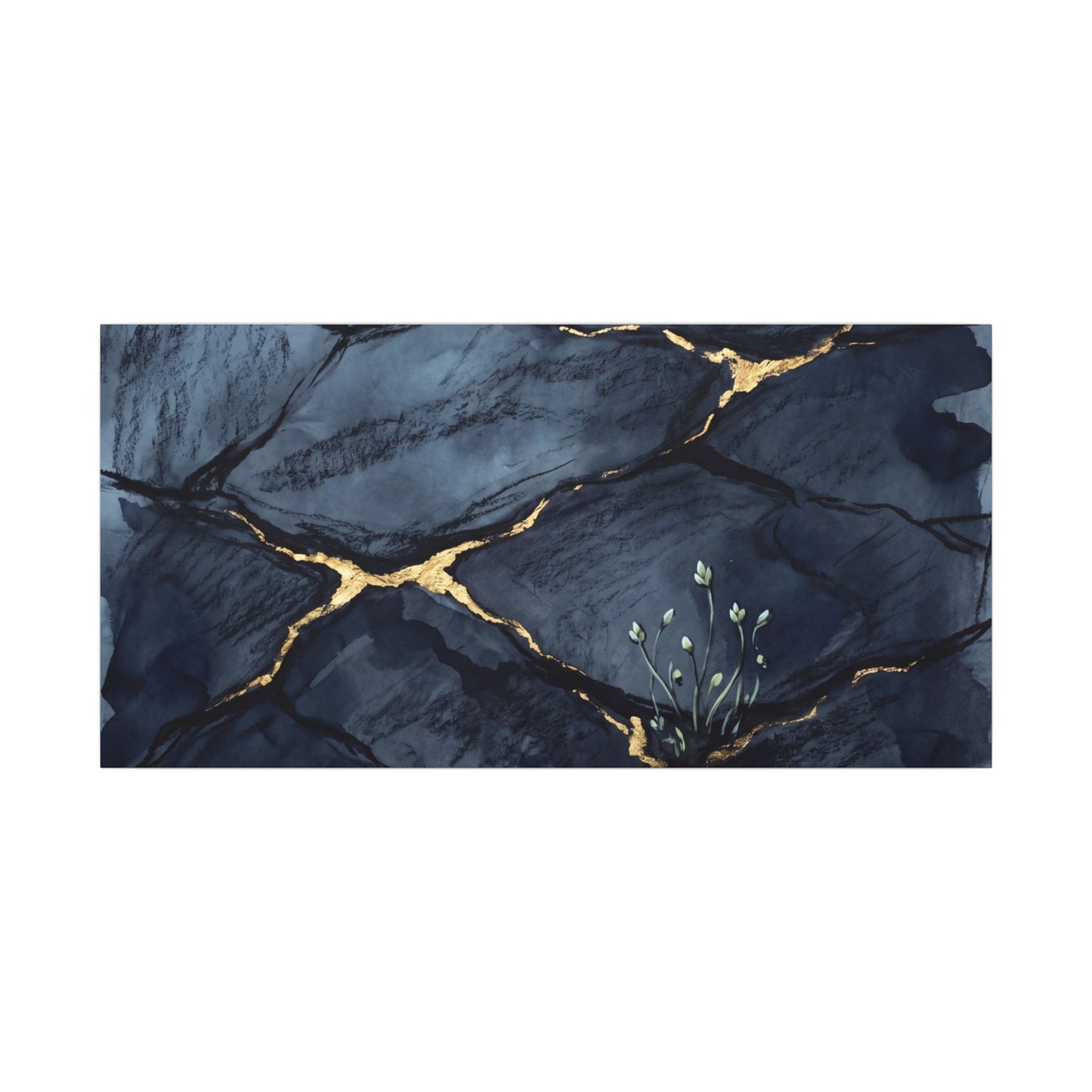 Mono No Aware Cracked Earth Canvas Art - Dark Japandi Charcoal Ink