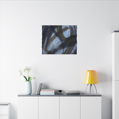 Ink Brushstroke Canvas Art | Winter Dark Japandi Shadow Zen Art