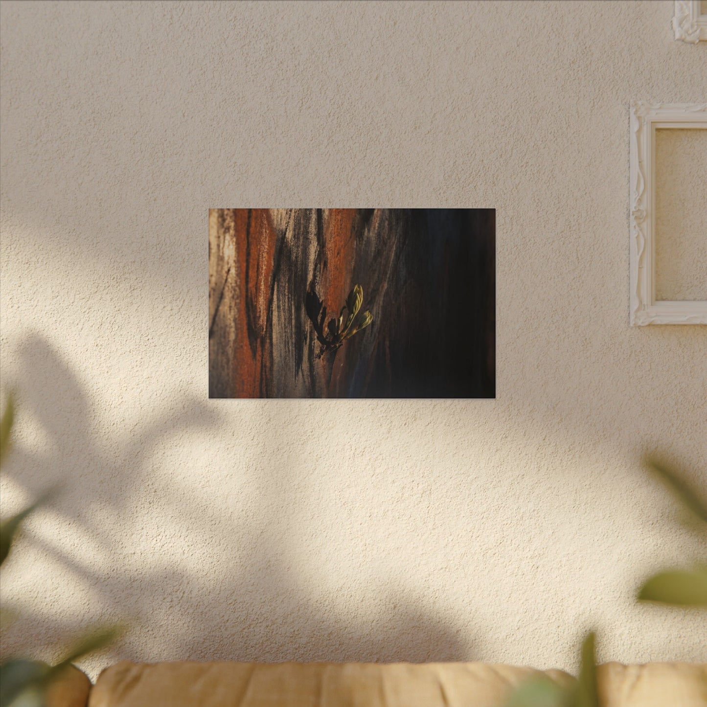 Rust Patina Charcoal Ink Canvas Art | Moody Dark Japandi Art