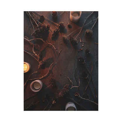 Dried Flowers Canvas Art | Winter Dark Japandi Moody Minimal Art