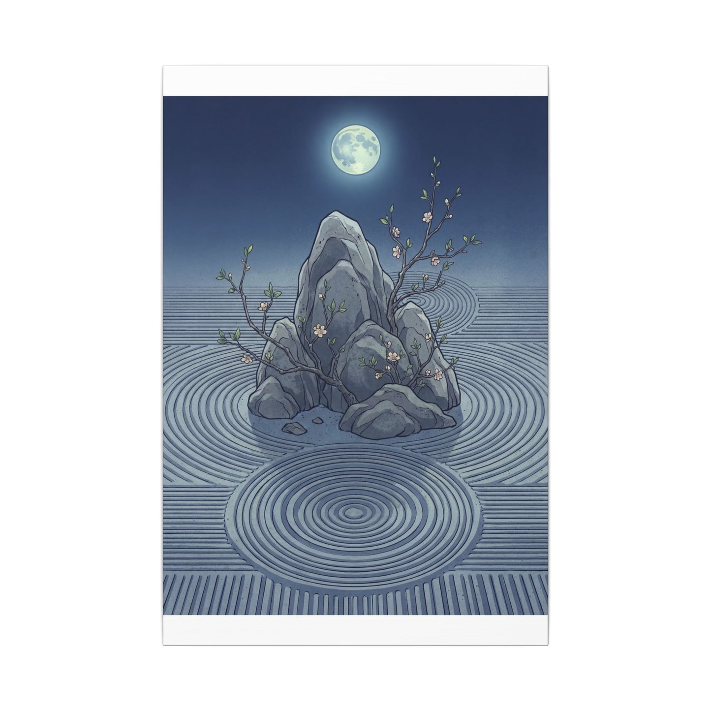 Spring Rock Garden Ukiyo E Inspired Canvas Art | Tranquil Decor