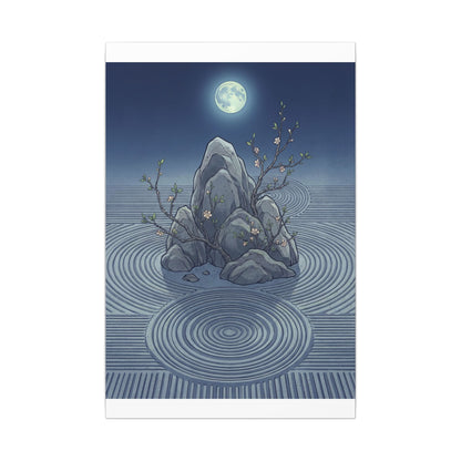 Spring Rock Garden Ukiyo E Inspired Canvas Art | Tranquil Decor