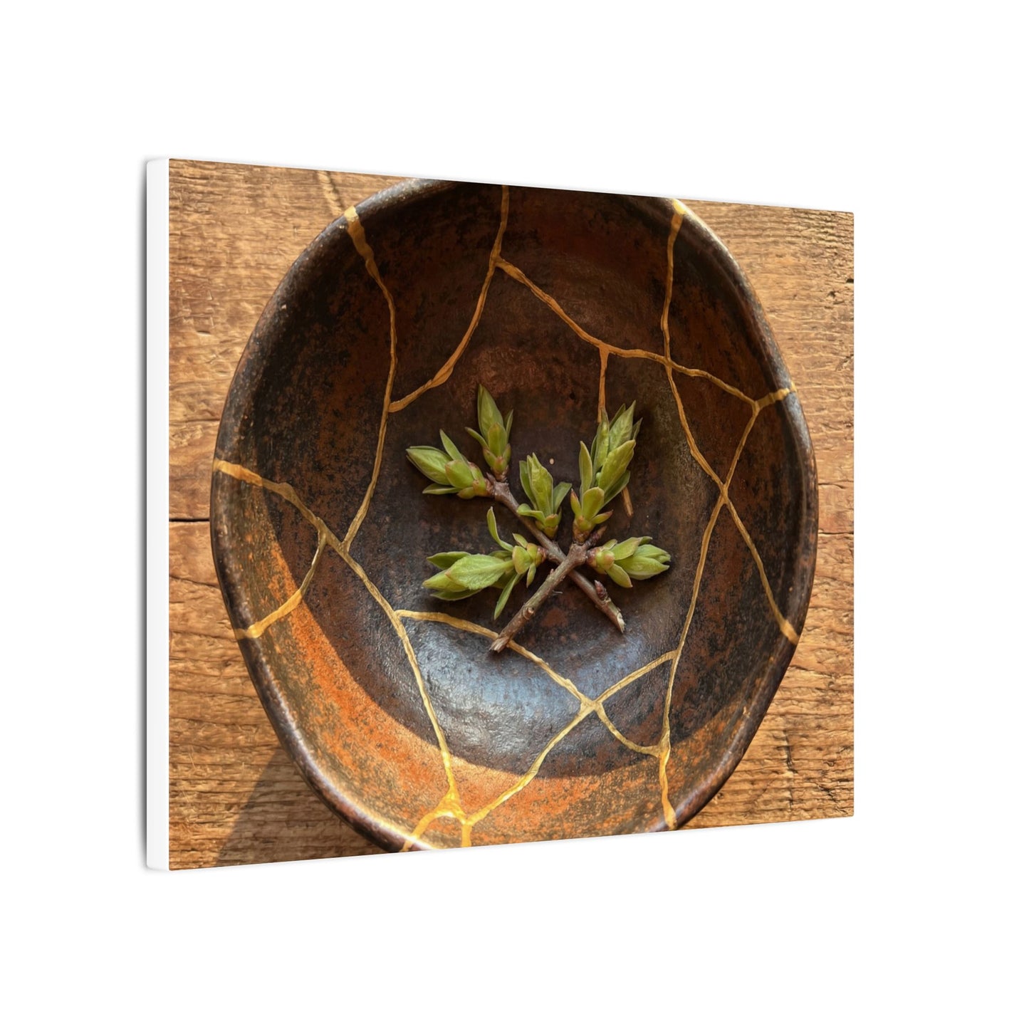 Ceramic Bowl Gold Repair Canvas Art | Resilient Kintsugi Art