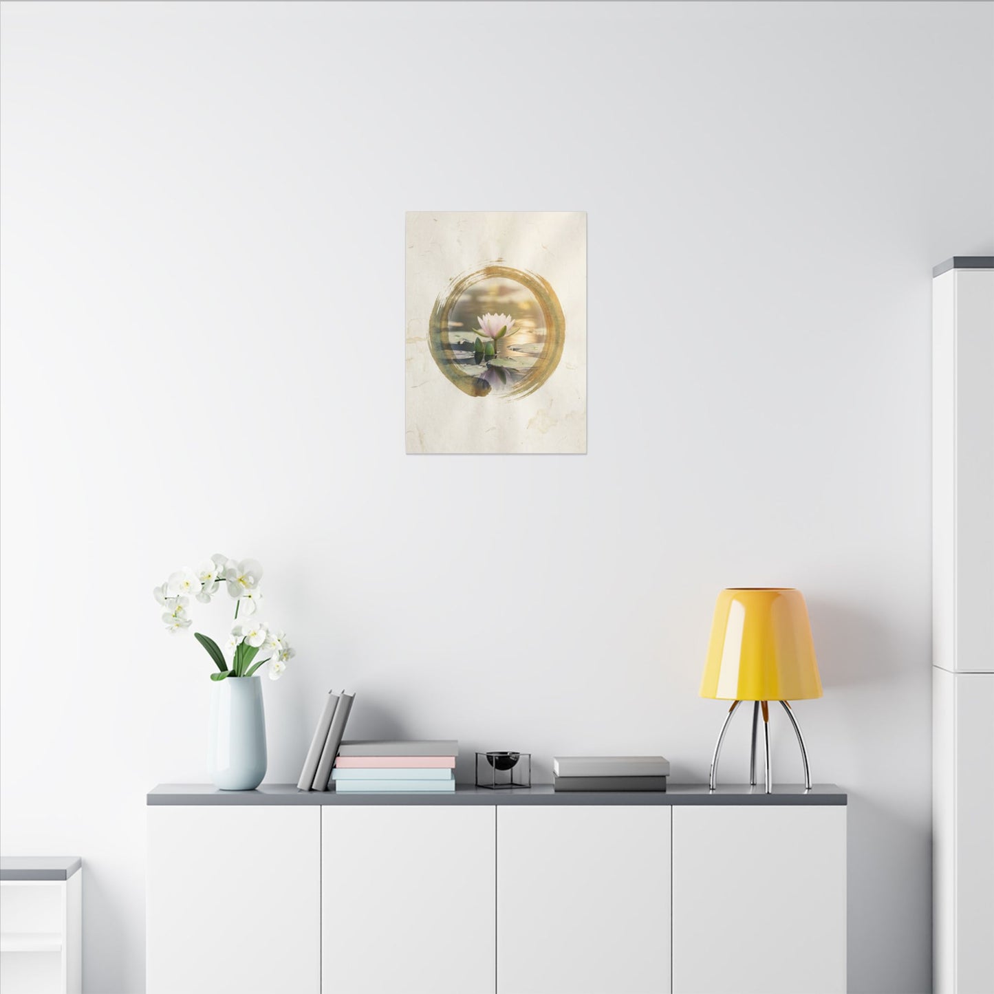 Peaceful Lotus Flower Canvas Art - Enso Zen