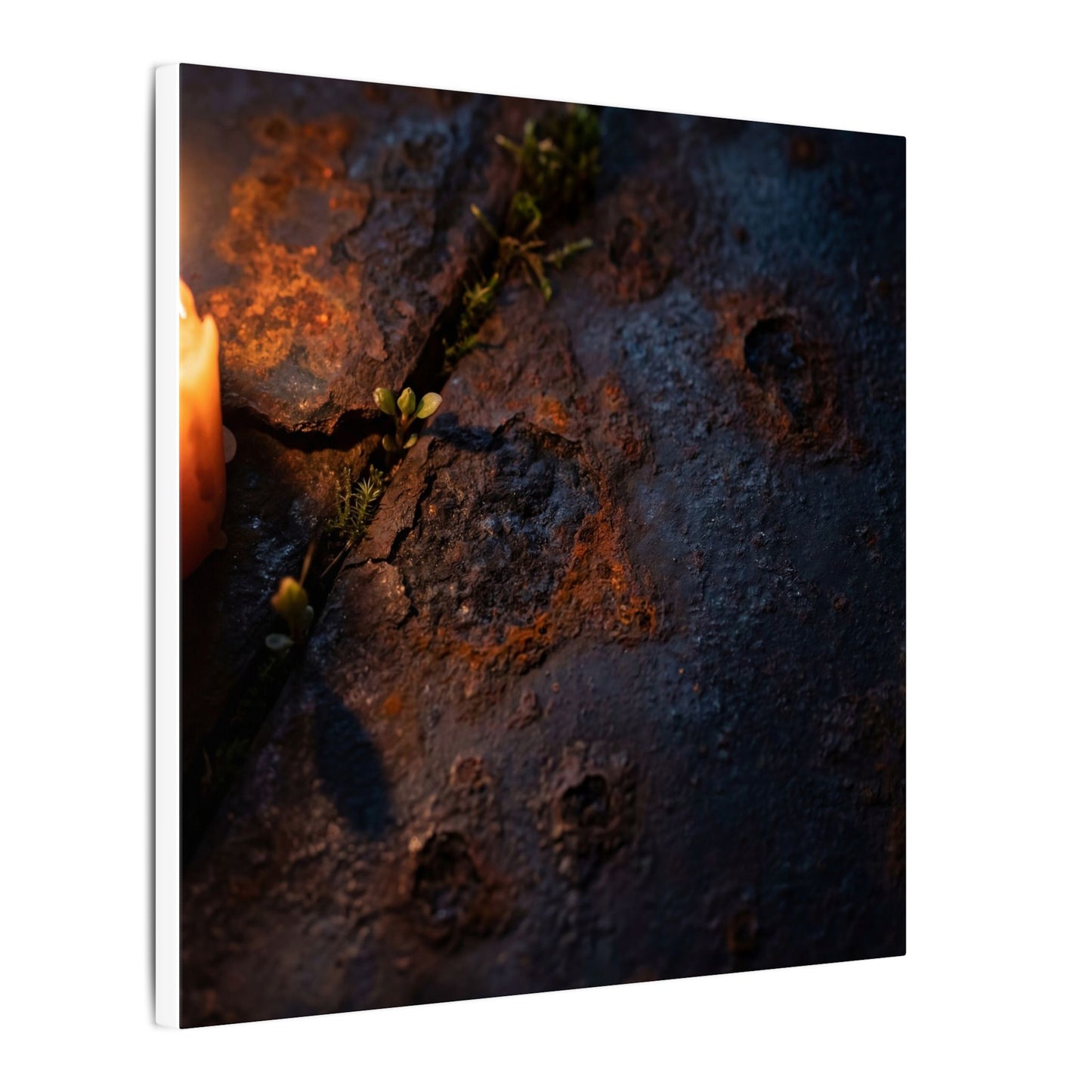 Candlelight Rust Patina Canvas Art - Dark Japandi Ma