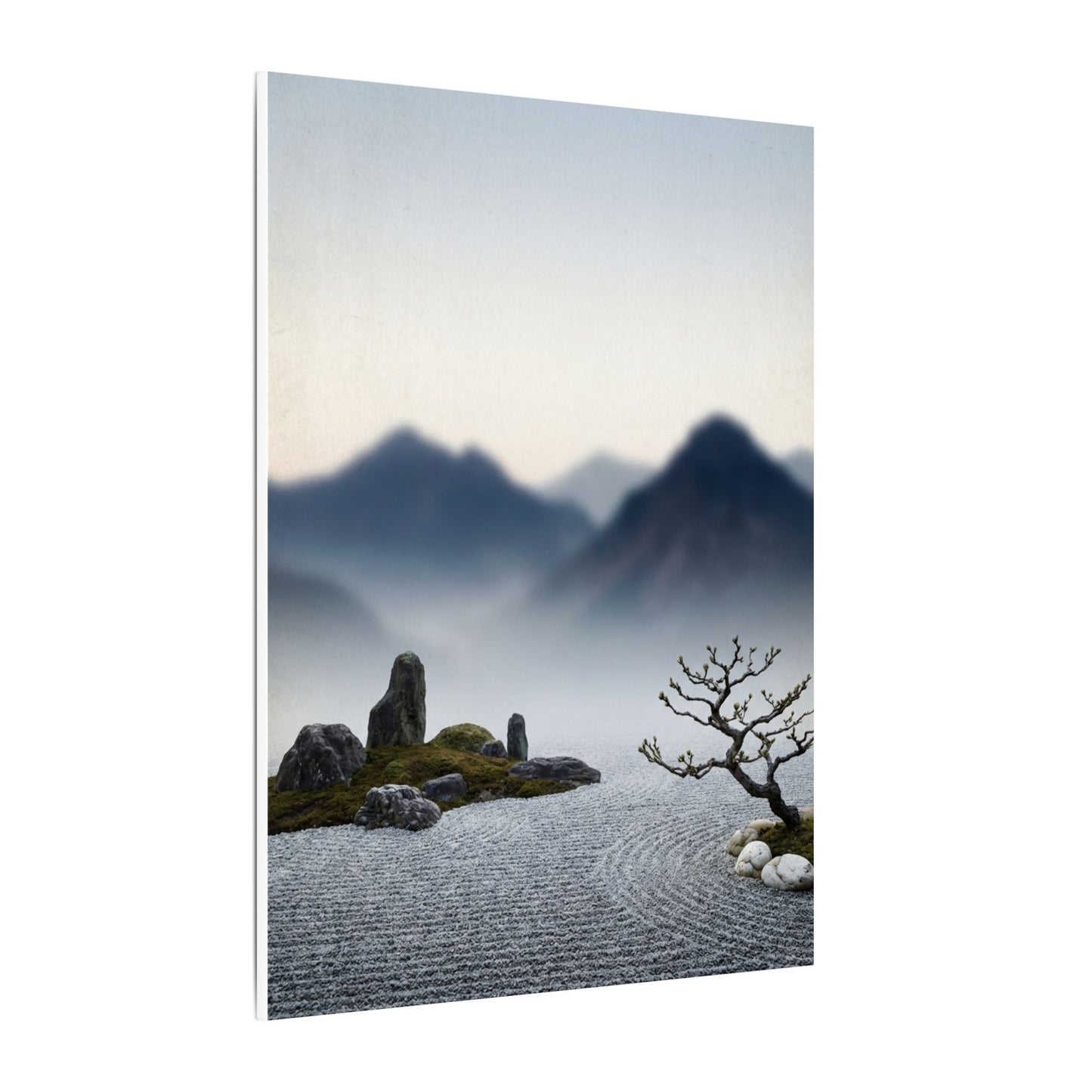 Mountain Mist Karesansui Canvas Art | Contemplative Zen Art