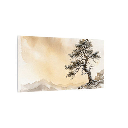 Pine Tree Canvas Art | Winter Japandi Watercolor Art