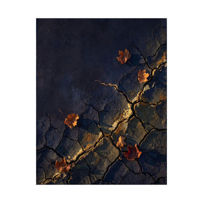 Golden Hour Cracked Earth Wall Art Print - Dark Japandi Seijaku