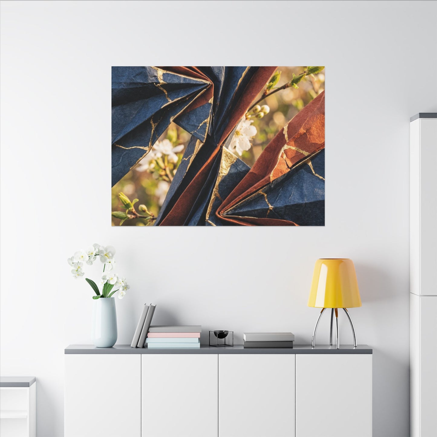 Golden Hour Paper Fold Canvas Art - Kintsugi Ma