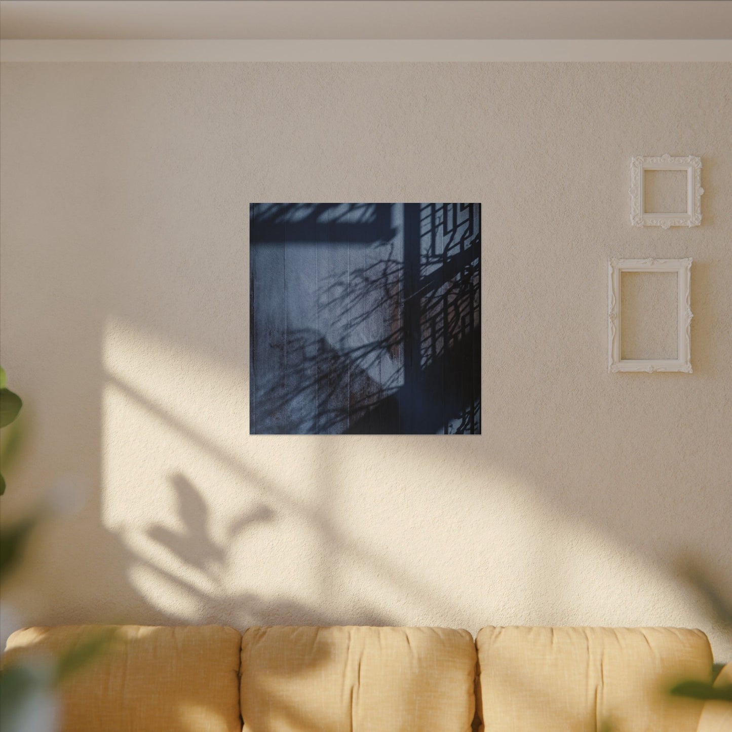 Shadow Play Moody Minimal Canvas Art | Moody Dark Japandi Art