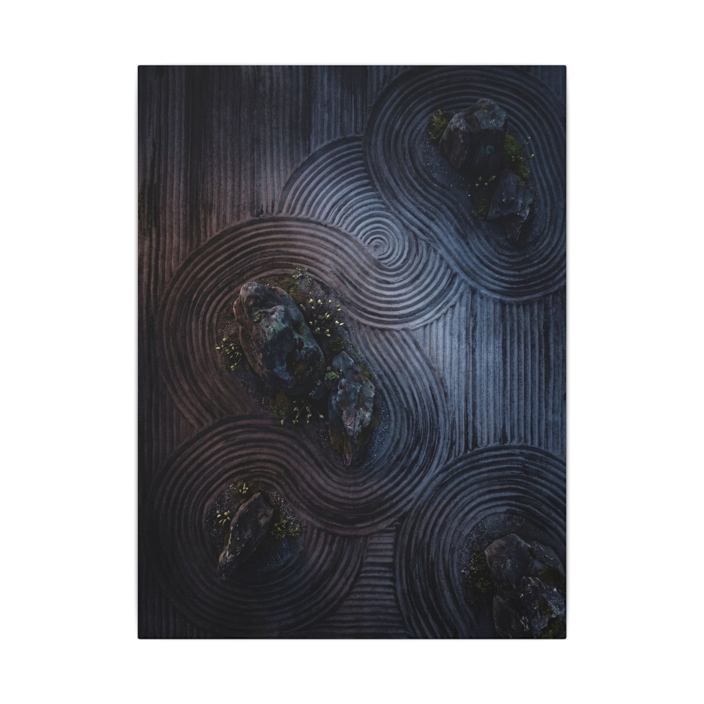 Spring Rock Garden Charcoal Ink Canvas Art | Bold Decor