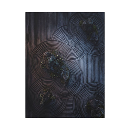 Spring Rock Garden Charcoal Ink Canvas Art | Bold Decor