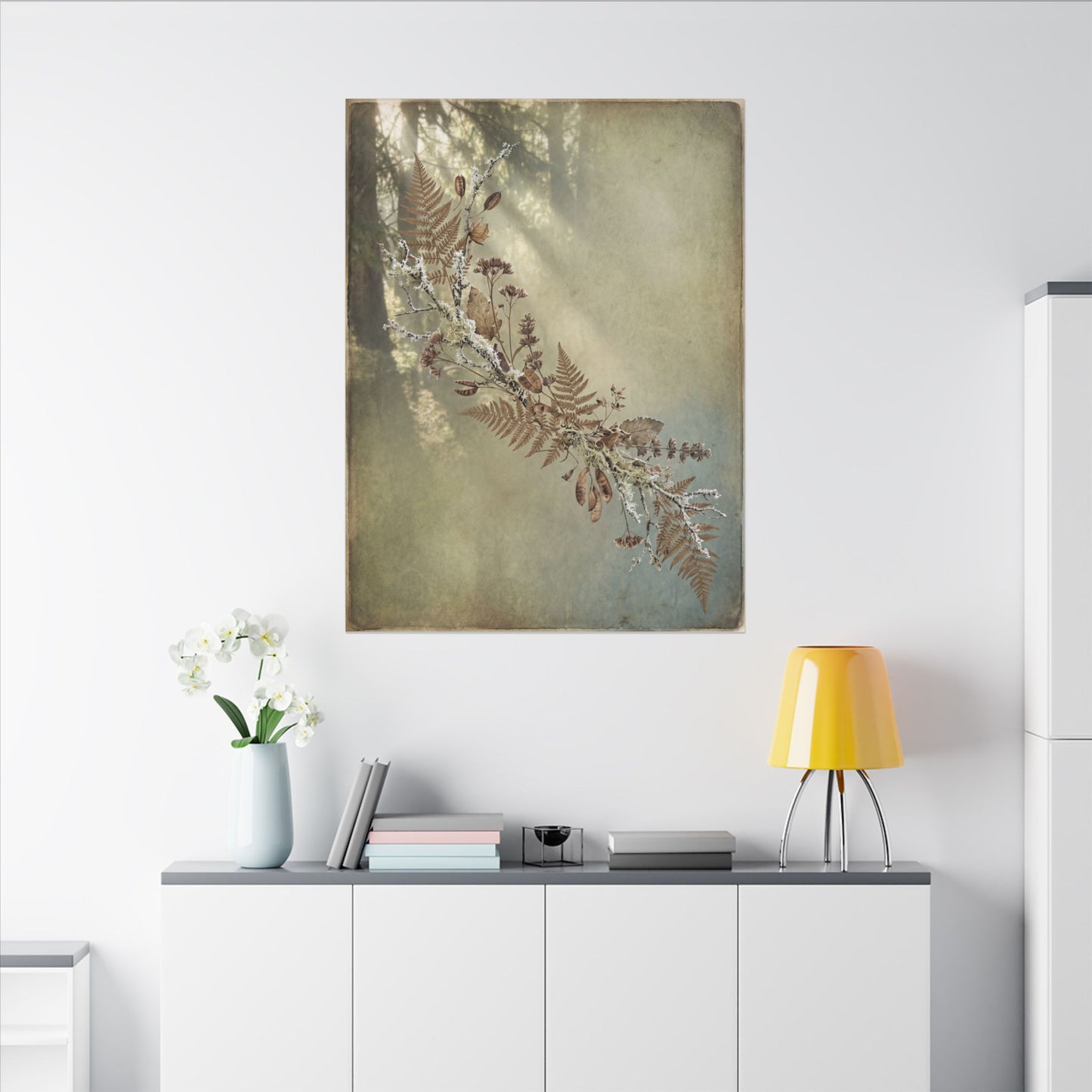 Winter Dried Flowers Forest Whimsy Canvas Art | Earthy Decor