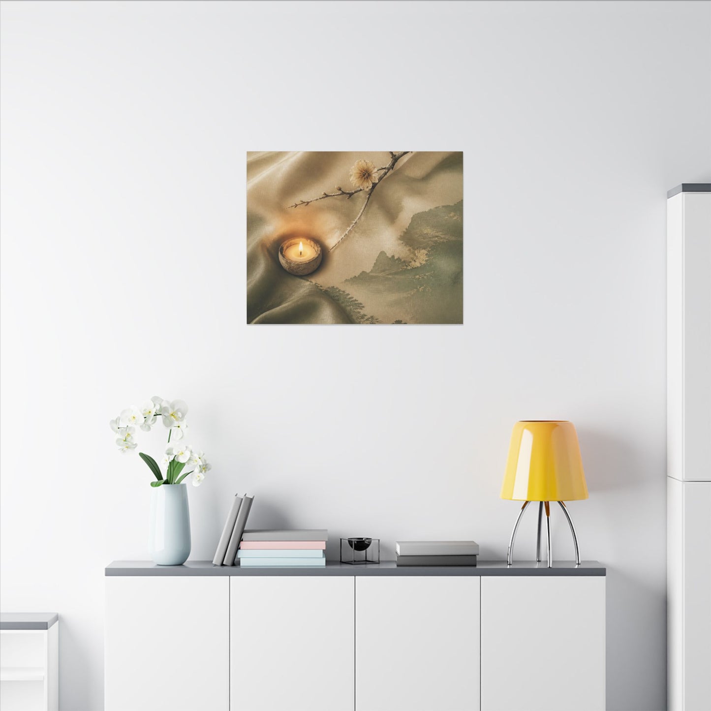 Silk Drape Japanese Pattern Canvas Art | Warm Japandi Art