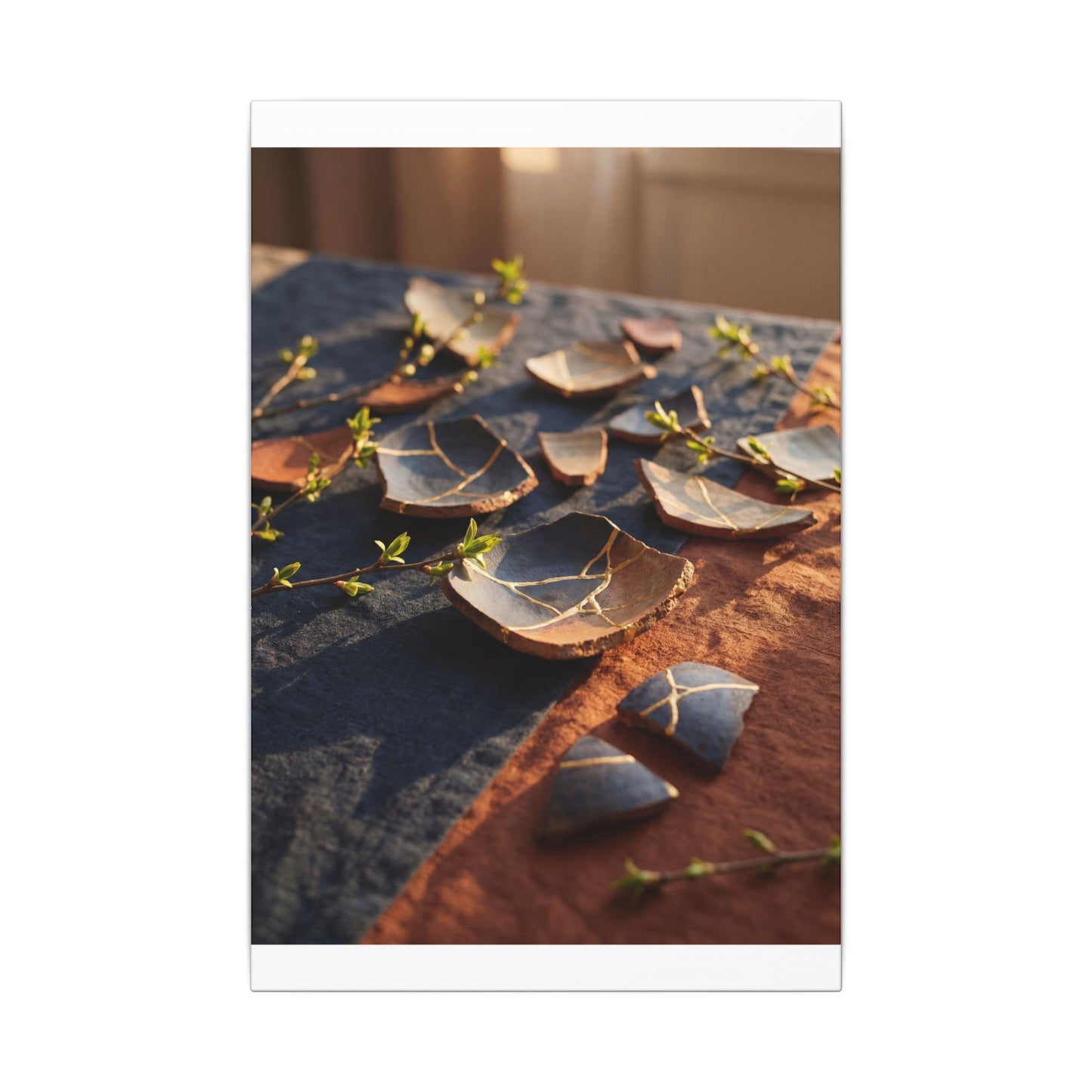 Spring Broken Pottery Gold Vein Canvas Art | Philosophical Decor