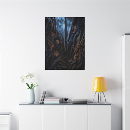 Silk Drape Canvas Art | Autumn Dark Japandi Moody Minimal Art