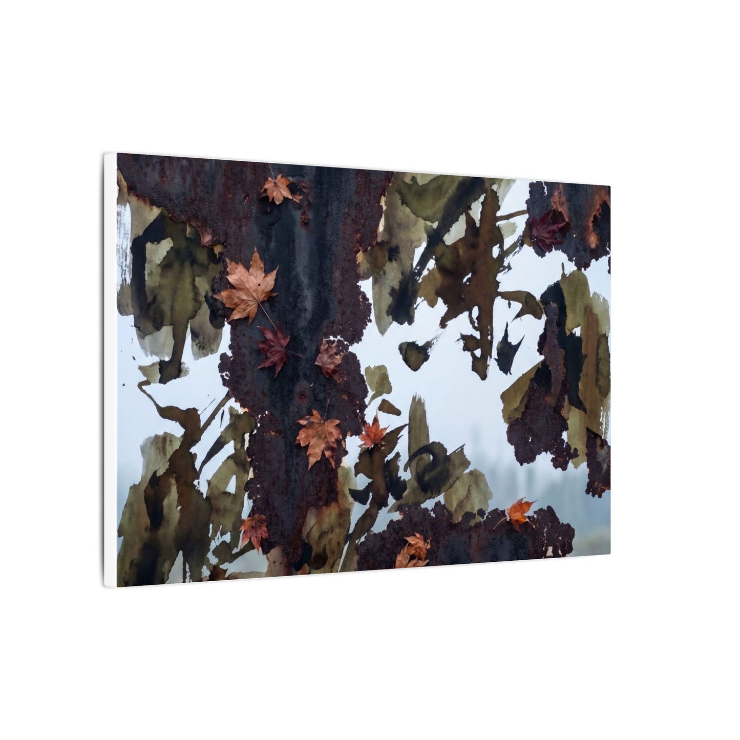 Rust Patina Charcoal Ink Canvas Art | Sophisticated Dark Japandi Art