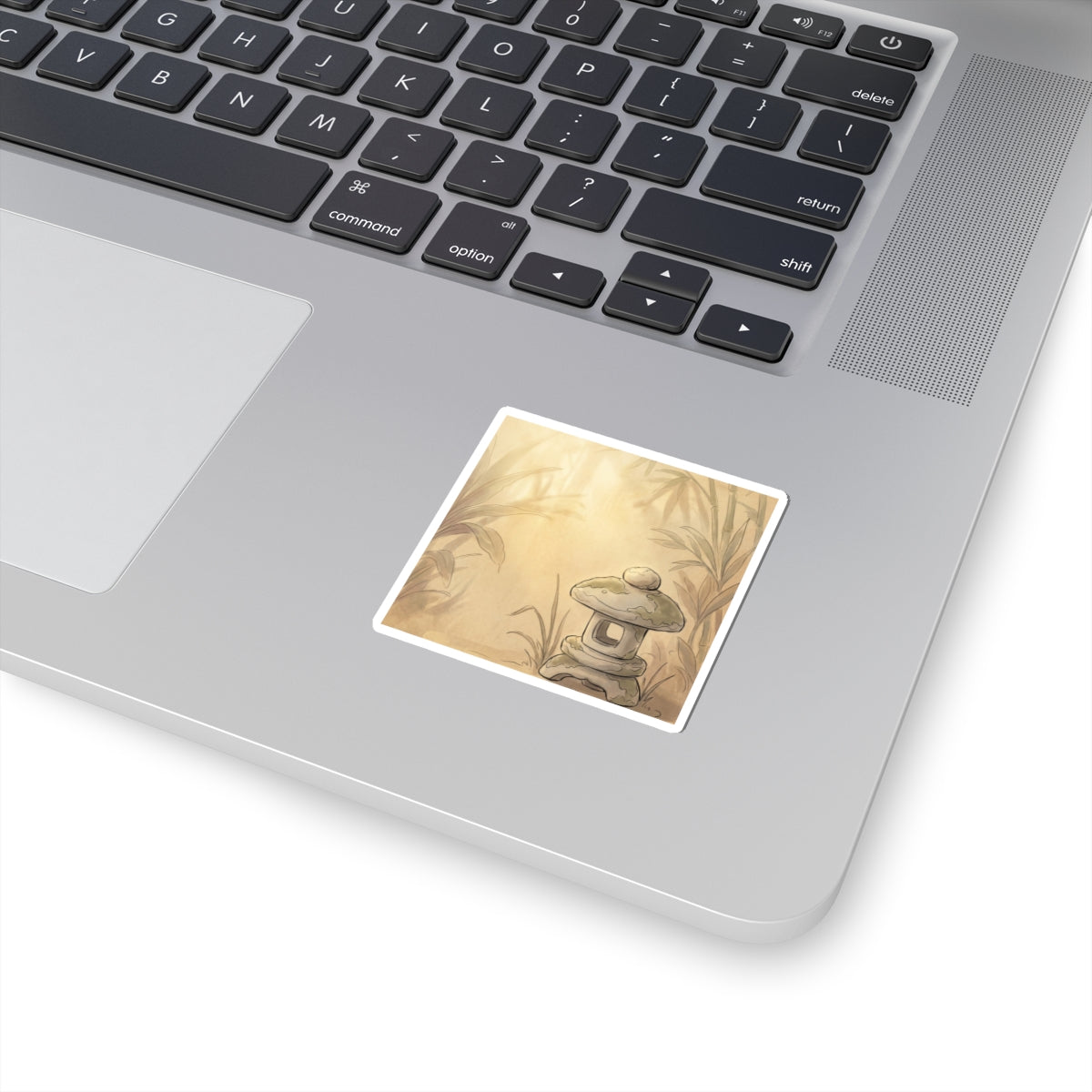 Stone Lantern Minimal Line Sticker | Neutral Japandi Art
