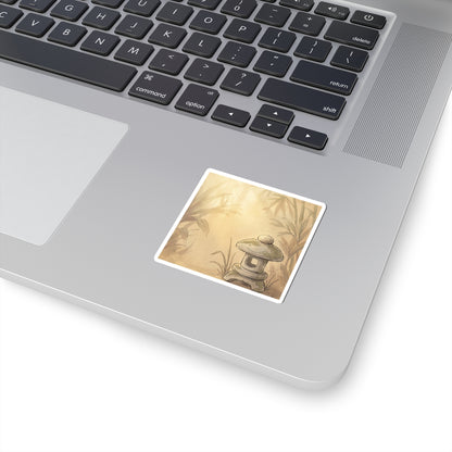 Stone Lantern Minimal Line Sticker | Neutral Japandi Art