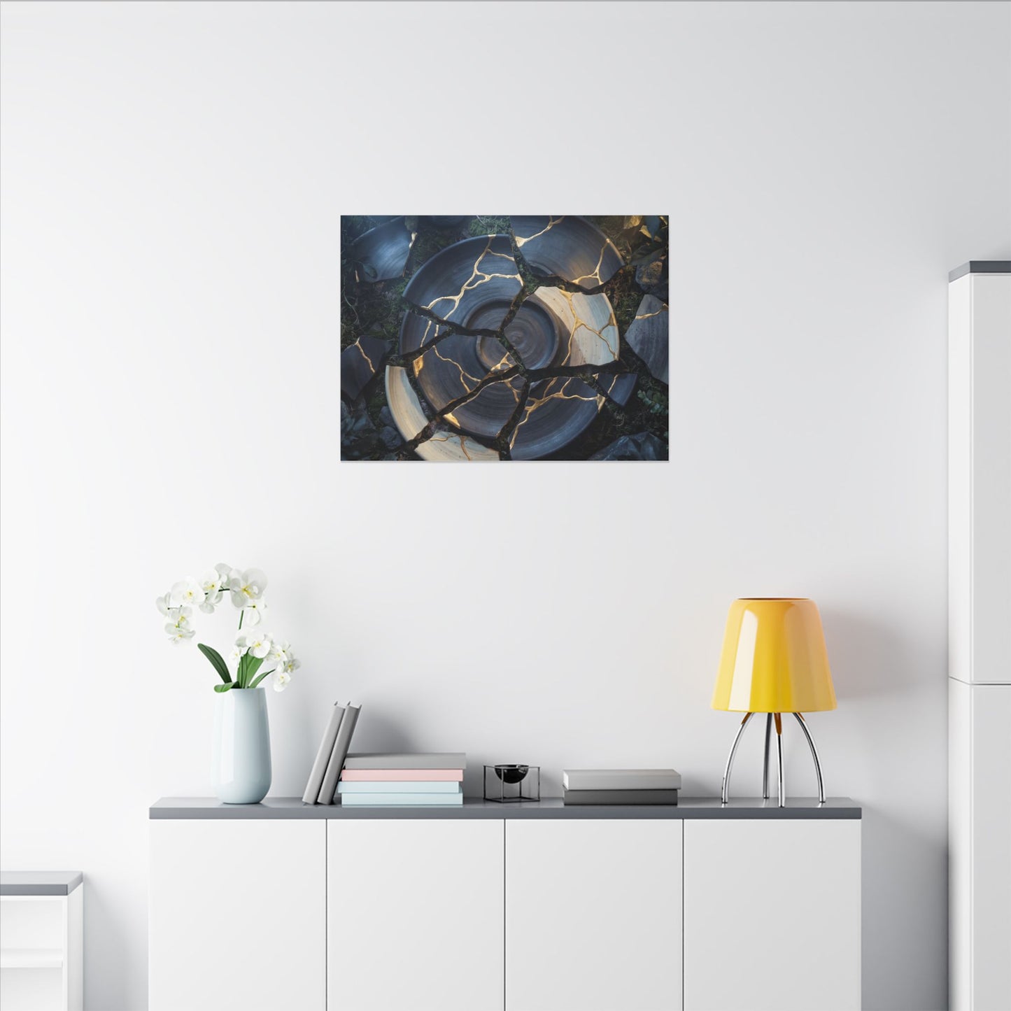 Resilient Broken Pottery Canvas Art - Gold Vein Kintsugi