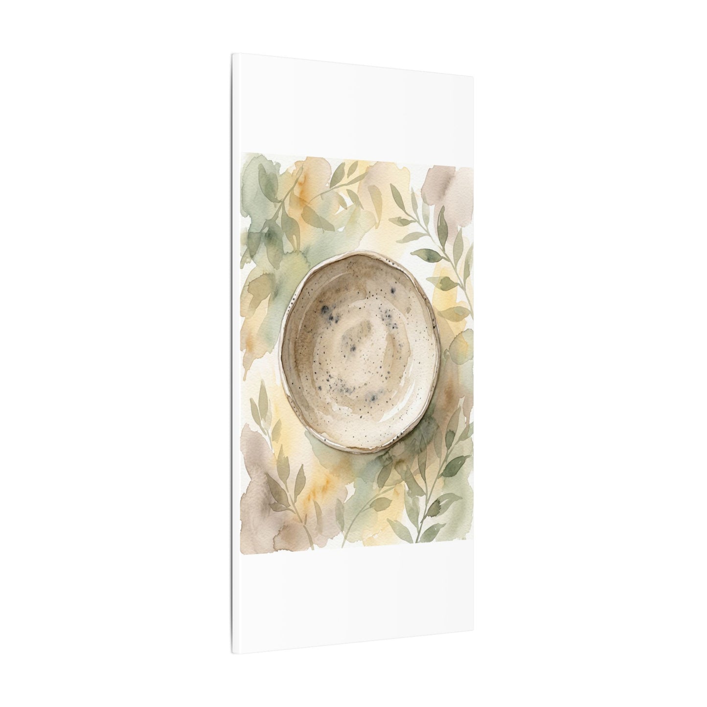 Ceramic Bowl Watercolor Canvas Art | Warm Japandi Art