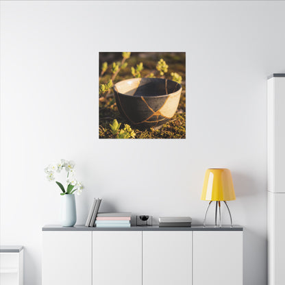 Seijaku Broken Pottery Canvas Art - Kintsugi Gold Repair