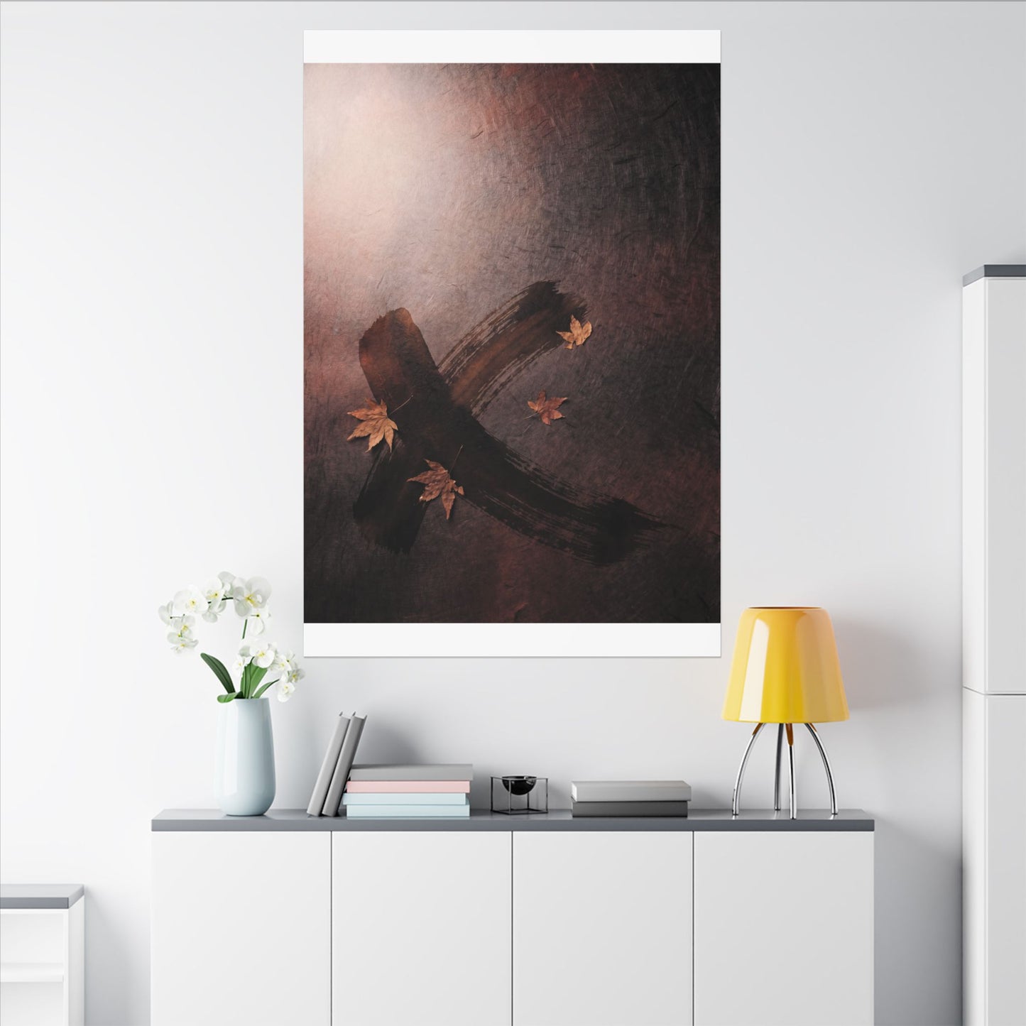 Moody Ink Brushstroke Canvas Art - Moody Minimal Dark Japandi