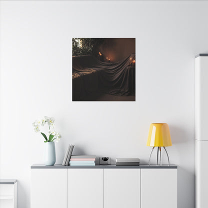 Candlelight Silk Drape Canvas Art - Dark Japandi Ma